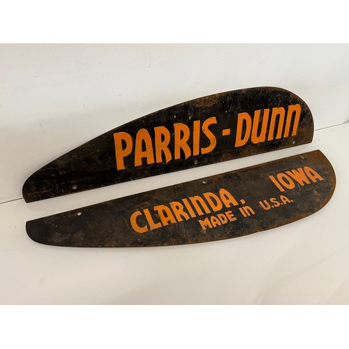 17 - Vintage sign,farming equipment, two hand painted metal sections with brand advertising. These form t... 