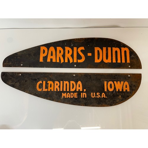 17 - Vintage sign,farming equipment, two hand painted metal sections with brand advertising. These form t... 