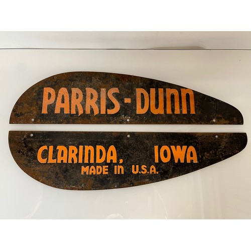 17 - Vintage sign,farming equipment, two hand painted metal sections with brand advertising. These form t... 