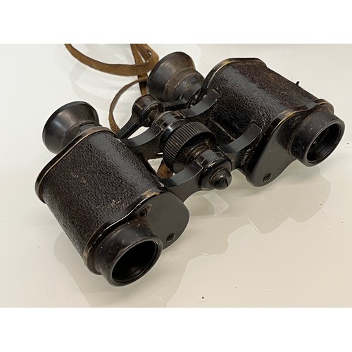 24 - Militaria, a pair of cased WWI German military binoculars, Oigee Oigtur X6 field glasses 

This lot ... 