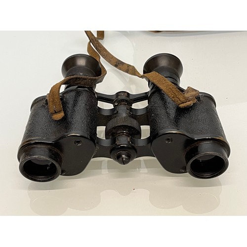 24 - Militaria, a pair of cased WWI German military binoculars, Oigee Oigtur X6 field glasses 

This lot ... 