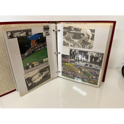 37 - Automobilia, a motor racing enthusiasts scap book of cuttings related to F1 British Grand Prix and W... 