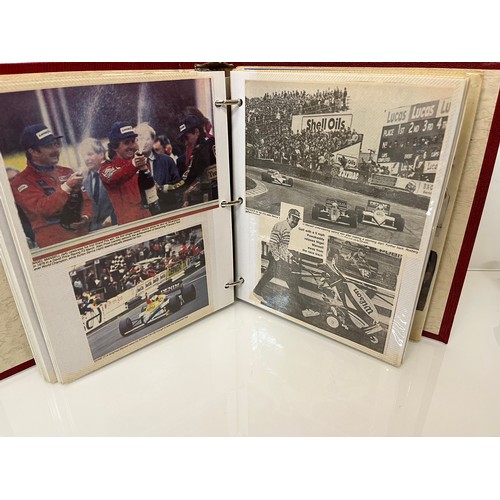 37 - Automobilia, a motor racing enthusiasts scap book of cuttings related to F1 British Grand Prix and W... 