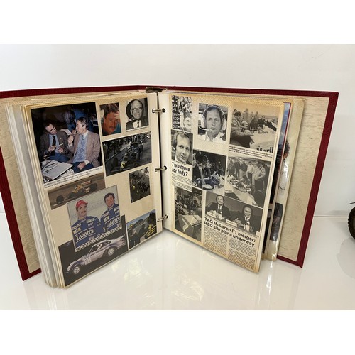 37 - Automobilia, a motor racing enthusiasts scap book of cuttings related to F1 British Grand Prix and W... 