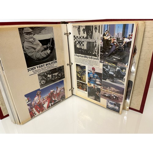 37 - Automobilia, a motor racing enthusiasts scap book of cuttings related to F1 British Grand Prix and W... 