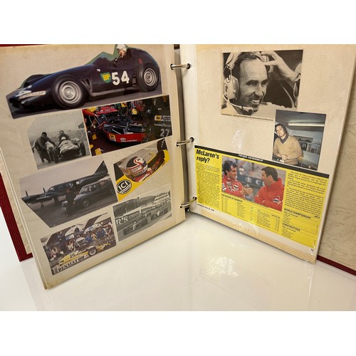 37 - Automobilia, a motor racing enthusiasts scap book of cuttings related to F1 British Grand Prix and W... 