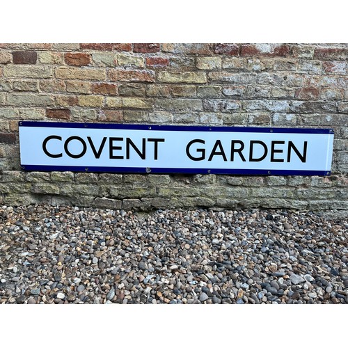 39 - Railwayania, large enamel London underground station banner sign for Covent Garden, dated for 1956. ... 