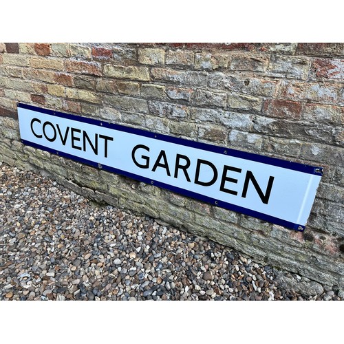 39 - Railwayania, large enamel London underground station banner sign for Covent Garden, dated for 1956. ... 