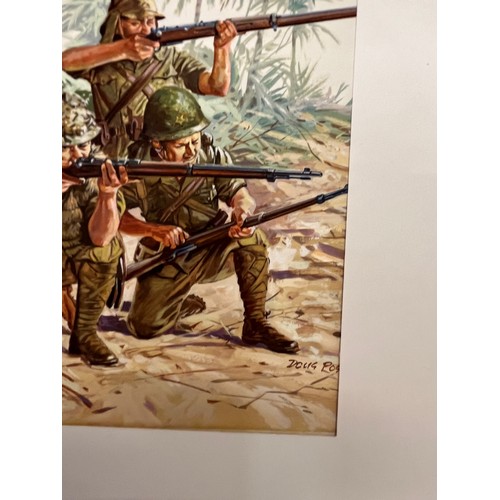 46 - Matchbox model kit original artwork, painting WWII Japanese Infantry soldiers box cover artwork show... 