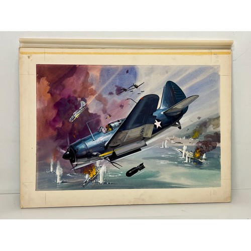 48 - Airfix and Matchbox model kit entusiasts, original artwork, American USN aircraft, a painting of a W... 