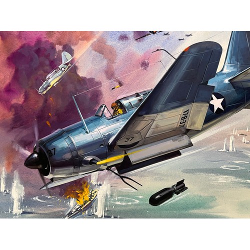 48 - Airfix and Matchbox model kit entusiasts, original artwork, American USN aircraft, a painting of a W... 