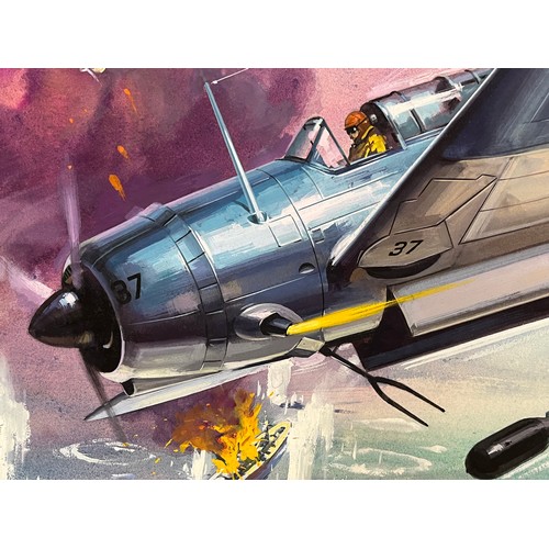 48 - Airfix and Matchbox model kit entusiasts, original artwork, American USN aircraft, a painting of a W... 