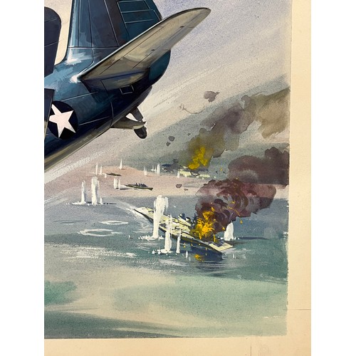 48 - Airfix and Matchbox model kit entusiasts, original artwork, American USN aircraft, a painting of a W... 