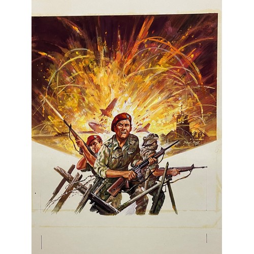 50 - Military painting, original book cover artwork Falklands War SAS Parachute Regt stories, from the Ad... 