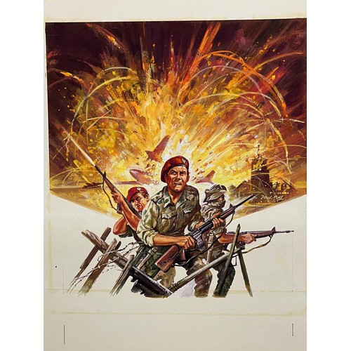 50 - Military painting, original book cover artwork Falklands War SAS Parachute Regt stories, from the Ad... 