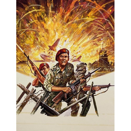 50 - Military painting, original book cover artwork Falklands War SAS Parachute Regt stories, from the Ad... 