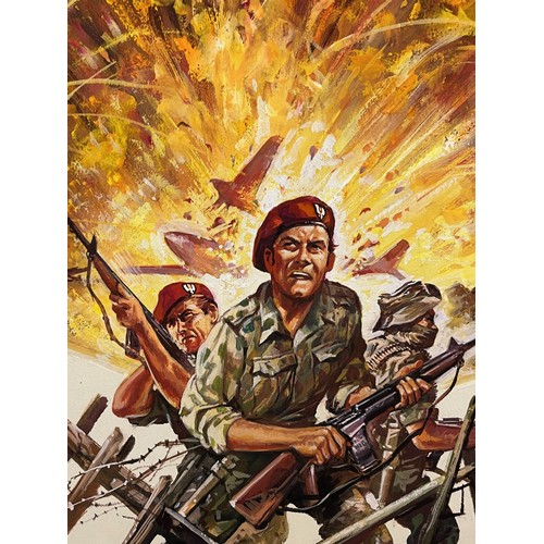 50 - Military painting, original book cover artwork Falklands War SAS Parachute Regt stories, from the Ad... 