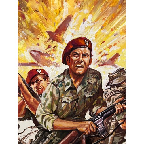 50 - Military painting, original book cover artwork Falklands War SAS Parachute Regt stories, from the Ad... 