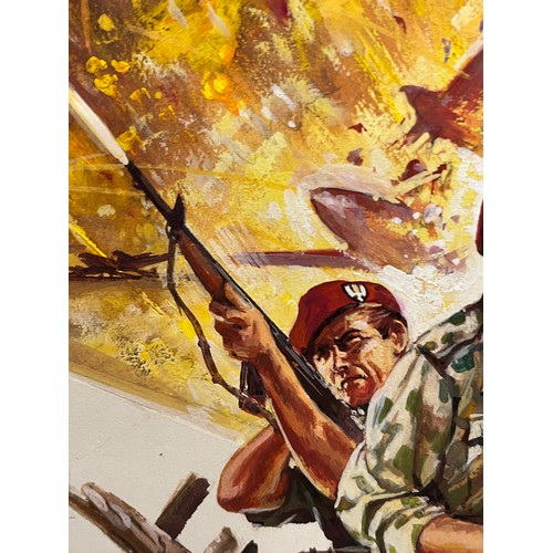 50 - Military painting, original book cover artwork Falklands War SAS Parachute Regt stories, from the Ad... 