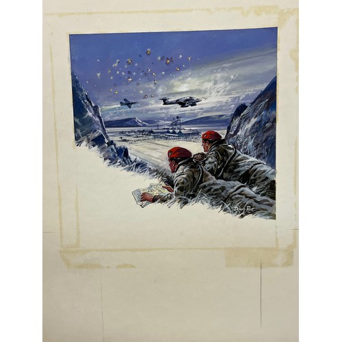 51 - Military painting, original book cover artwork Falklands War SAS Parachute Regt stories, from the Ad... 