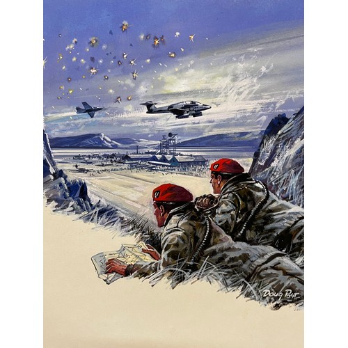 51 - Military painting, original book cover artwork Falklands War SAS Parachute Regt stories, from the Ad... 