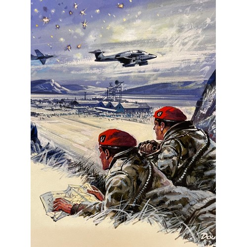 51 - Military painting, original book cover artwork Falklands War SAS Parachute Regt stories, from the Ad... 