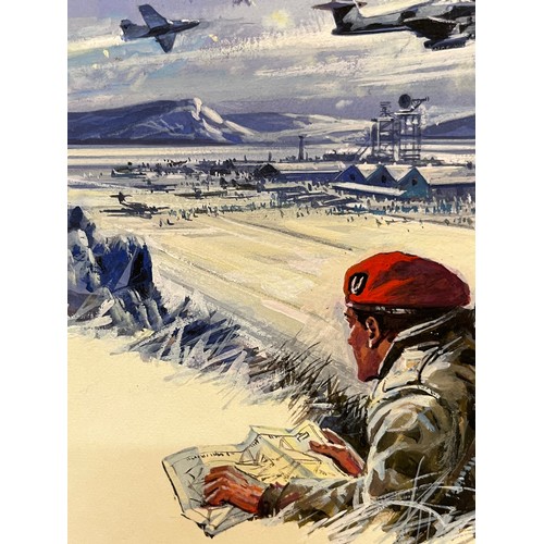 51 - Military painting, original book cover artwork Falklands War SAS Parachute Regt stories, from the Ad... 