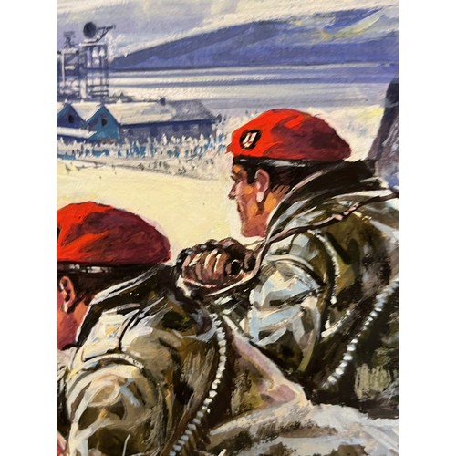 51 - Military painting, original book cover artwork Falklands War SAS Parachute Regt stories, from the Ad... 