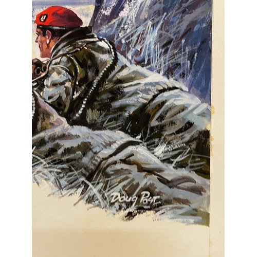 51 - Military painting, original book cover artwork Falklands War SAS Parachute Regt stories, from the Ad... 