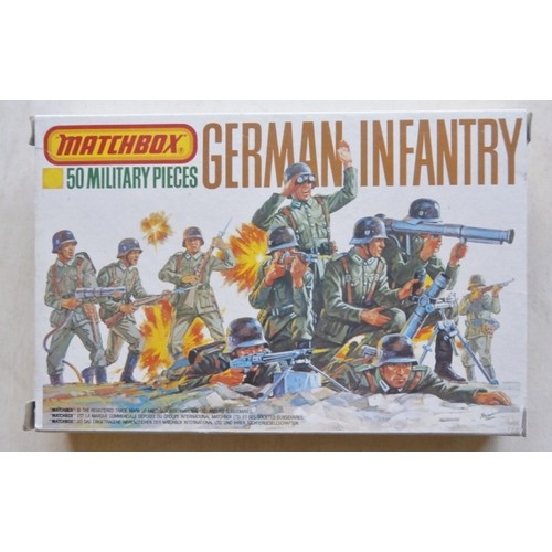 55 - Matchbox model kit original artwork, painting WWII German Infantry soldiers box cover artwork showin... 