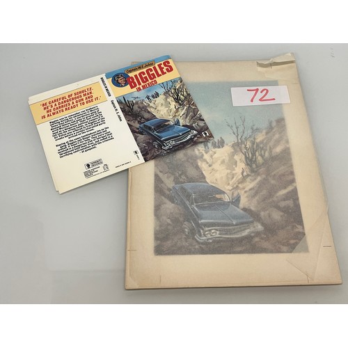 57 - Biggles Capt W E Johns, original book cover painting for Biggles in Mexico. Board size 37.5 cm x 27 ... 