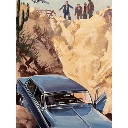 57 - Biggles Capt W E Johns, original book cover painting for Biggles in Mexico. Board size 37.5 cm x 27 ... 