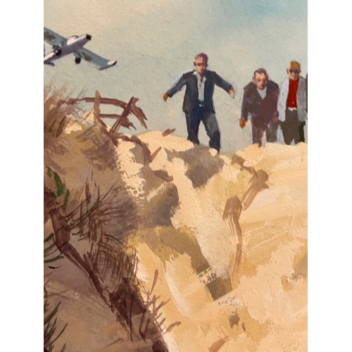 57 - Biggles Capt W E Johns, original book cover painting for Biggles in Mexico. Board size 37.5 cm x 27 ... 