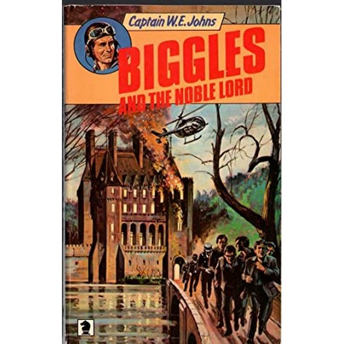 58 - Biggles Capt W E Johns, original book cover painting for Biggles and The Noble Lord. Board size 40 c... 