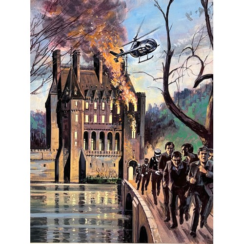 58 - Biggles Capt W E Johns, original book cover painting for Biggles and The Noble Lord. Board size 40 c... 