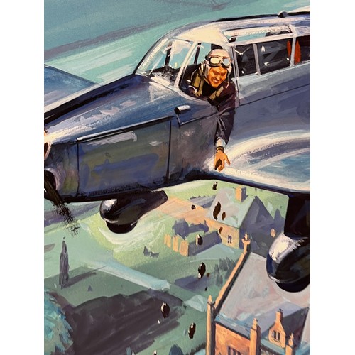 59 - Biggles Capt W E Johns, original book cover painting for Biggles and The Black Mask. Board size 53.5... 