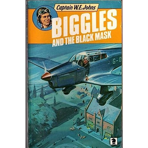 59 - Biggles Capt W E Johns, original book cover painting for Biggles and The Black Mask. Board size 53.5... 