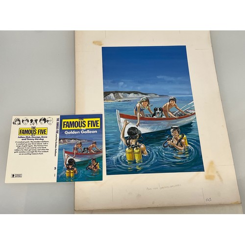 61 - Enid Blyton, The Famous Five, an original book cover painting for The Famous Five and the Golden Gal... 