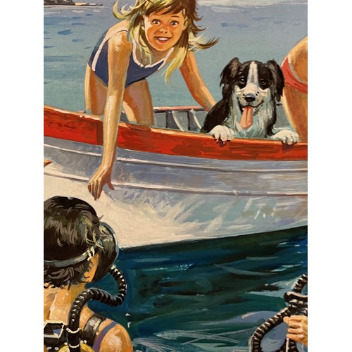 61 - Enid Blyton, The Famous Five, an original book cover painting for The Famous Five and the Golden Gal... 