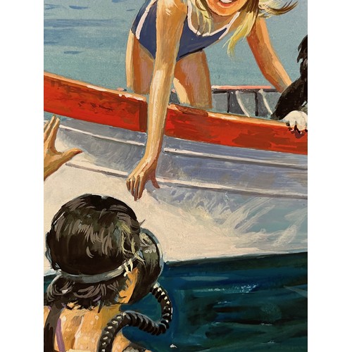 61 - Enid Blyton, The Famous Five, an original book cover painting for The Famous Five and the Golden Gal... 