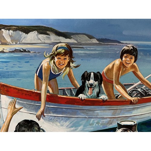 61 - Enid Blyton, The Famous Five, an original book cover painting for The Famous Five and the Golden Gal... 