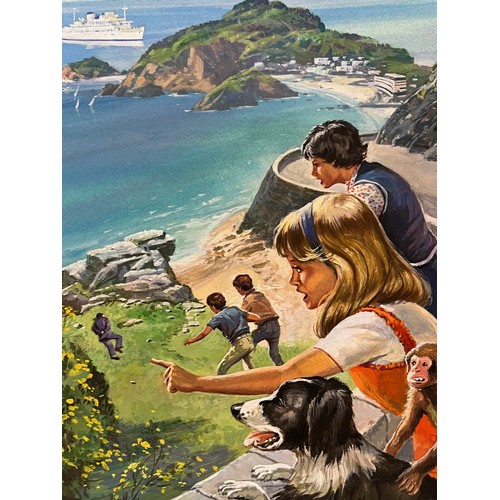 62 - Enid Blyton, The Famous Five, an original book cover painting for The Famous Five verses the Black M... 