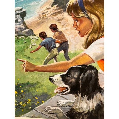 62 - Enid Blyton, The Famous Five, an original book cover painting for The Famous Five verses the Black M... 