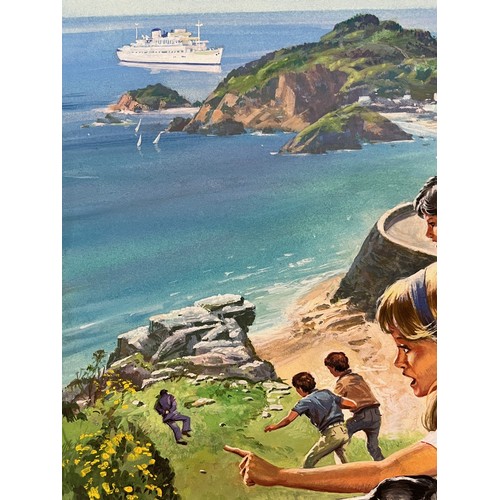 62 - Enid Blyton, The Famous Five, an original book cover painting for The Famous Five verses the Black M... 