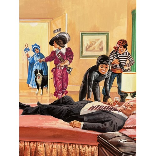 64 - Enid Blyton, The Famous Five, an original book cover painting for The Famous Five in Fancy Dress. Bo... 