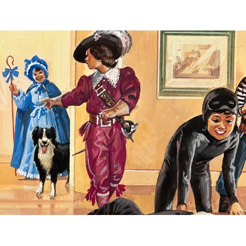 64 - Enid Blyton, The Famous Five, an original book cover painting for The Famous Five in Fancy Dress. Bo... 