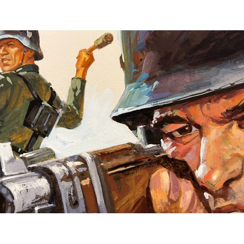 68 - Matchbox model kit original artwork, painting WWII German Infantry soldiers box cover artwork showin... 