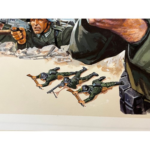 68 - Matchbox model kit original artwork, painting WWII German Infantry soldiers box cover artwork showin... 