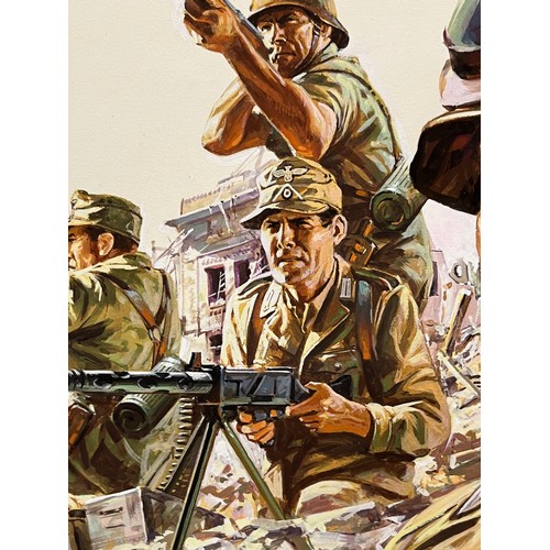 70 - Matchbox model kit original artwork, painting WWII German Afrika Korps soldiers box cover artwork sh... 