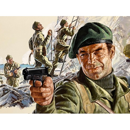 73 - Matchbox model kit original artwork, painting WWII British Commando soldiers box cover artwork showi... 